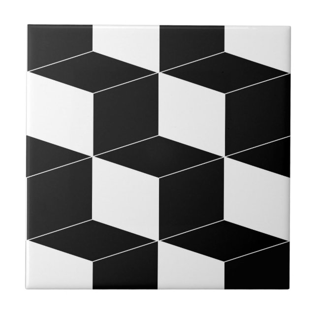 Carreau Motif géométrique abstrait - noir et blanc. (Devant)