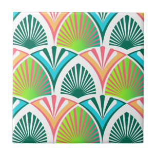Carreau Motif géométrique avec feuilles de palme et fleu