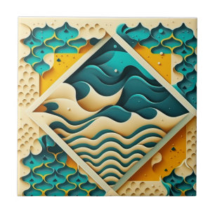 Carreau Motif géométrique avec l'océan et les éléments de 