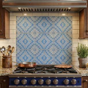 Carreau Motif géométrique bleu de ciment de style vintage