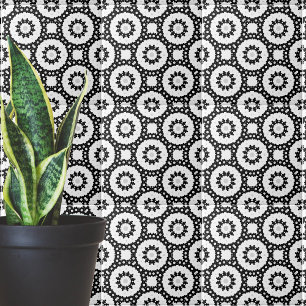 Carreau Motif géométrique Boho en mosaïque noire blanche e