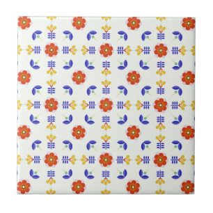 Carreau Motif géométrique de fleur au néon d'art populaire