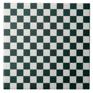 Carreau Motif géométrique décoratif vert foncé blanc grand