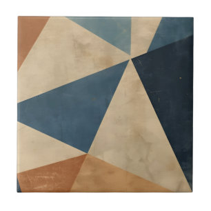 Carreau Motif géométrique en bleus, beiges et rouille