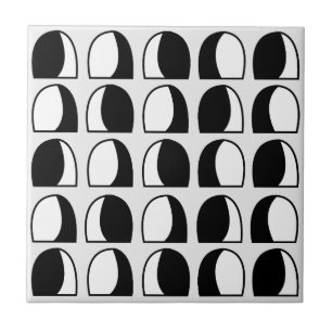 Carreau Motif géométrique en demi-cercle noir et blanc