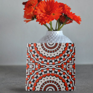 Carreau Motif géométrique en mosaïque noire rouge