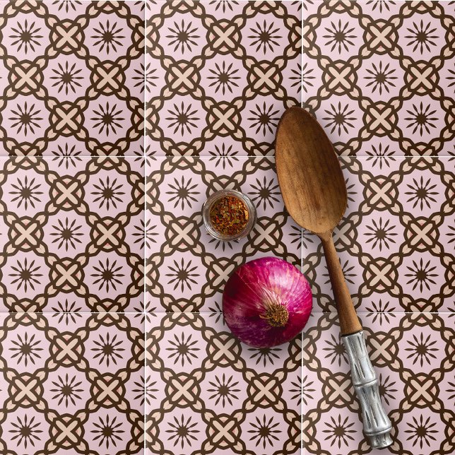 Carreau Motif géométrique en mosaïque rose et Brown (Créateur téléchargé)