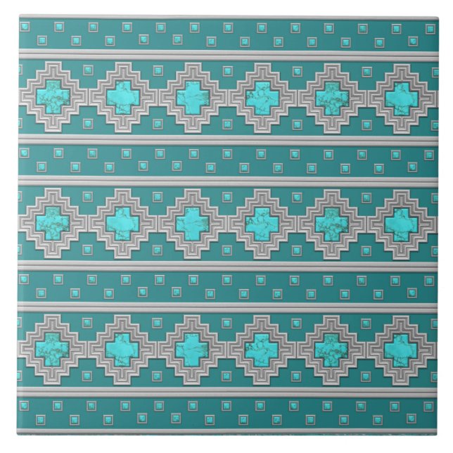 Carreau Motif géométrique en pierre turquoise du sud-ouest (Devant)