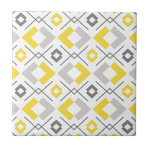 Carreau motif géométrique gris et blanc jaune