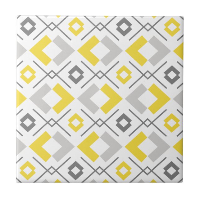 Carreau motif géométrique gris et blanc jaune (Devant)