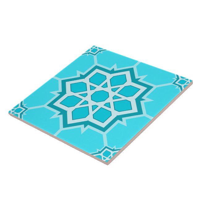 Carreau Motif géométrique islamique bleu clair sans coutur (Côté)