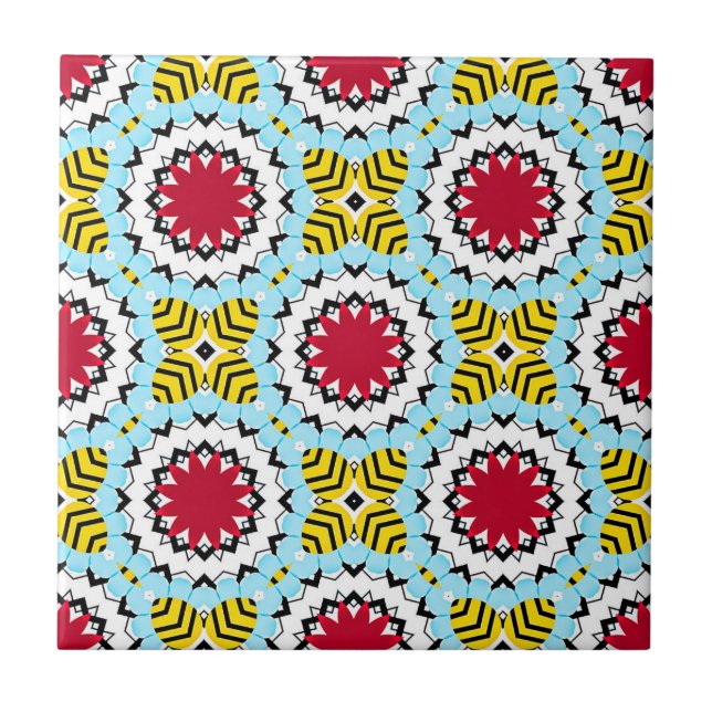Carreau Motif géométrique kaléidoscopique arabe coloré (Devant)