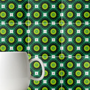 Carreau Motif géométrique Lime Green Black & White Mosaic
