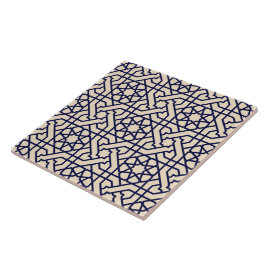 Carreau Motif géométrique marocain bleu islamique
