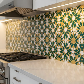 Carreau Motif géométrique marocain islamique sarcelle or s