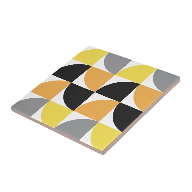 Carreau Motif géométrique moderne gris jaune du milieu du  (Côté)