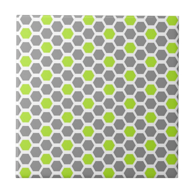 Carreau Motif géométrique moderne Lime Green Grey Hexagon (Devant)
