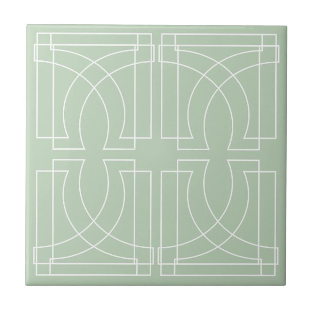 Carreau Motif géométrique moderne Sage vert (Devant)