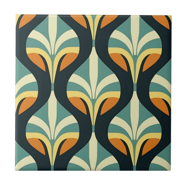 Carreau Motif géométrique moderne stylisé du milieu du siè (Devant)