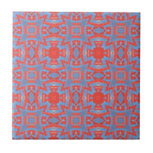 Carreau motif géométrique mosaïque marocaine rouge bleu