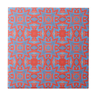 Carreau motif géométrique mosaïque marocaine rouge bleu