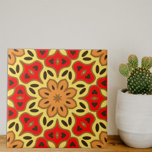 Carreau Motif géométrique Mosaïque rouge jaune et orange B