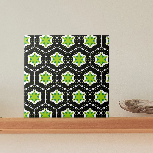 Carreau Motif géométrique noir blanc et vert citron (Créateur téléchargé)