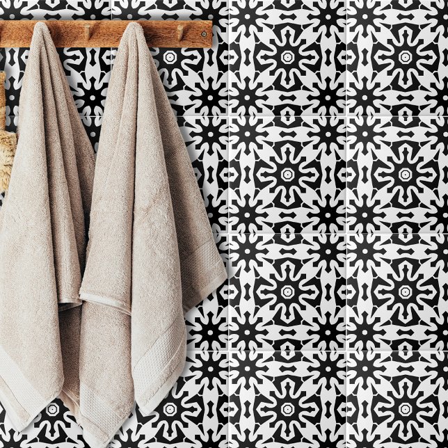 Carreau Motif géométrique noir et blanc Abstrait Op Art (Créateur téléchargé)