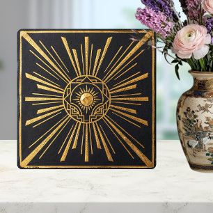 Carreau Motif géométrique noir et or en soleil Art Déco