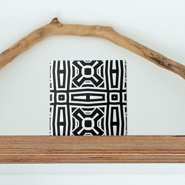 Carreau Motif géométrique Op Art Abstrait noir et blanc (Créateur téléchargé)