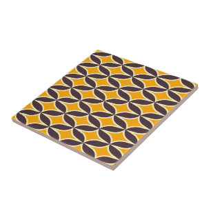Carreau Motif géométrique rétro feuille jaune et marron