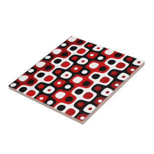 Carreau Motif géométrique rouge noir et blanc