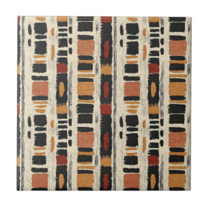 Carreau Motif géométrique rustique en boue de coton (1)