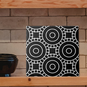 Carreau Motif géométrique simple moderne noir et blanc