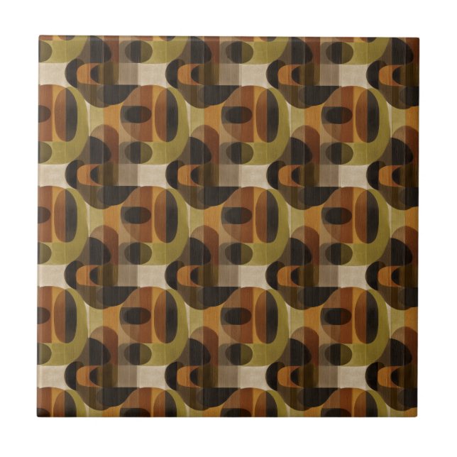 Carreau Motif géométrique sombre du milieu du siècle (3) (Devant)