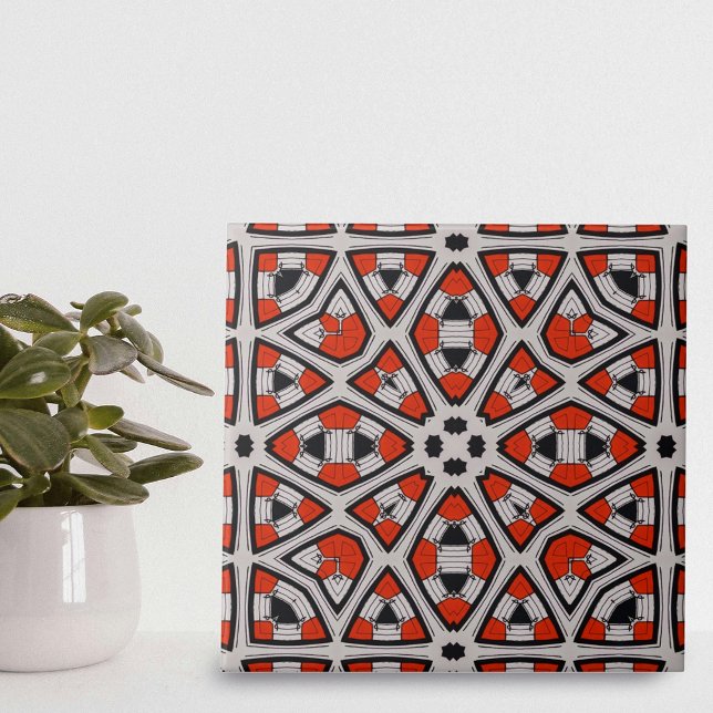 Carreau Motif géométrique symétrique rouge gras blanc noir (Créateur téléchargé)