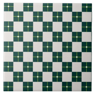 Carreau Motif géométrique vert décoratif blanc grand