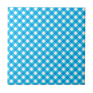 Carreau Motif Gingham Bleu Clair