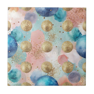 Carreau Motif Gold & Blue Circle avec accents de Parties s