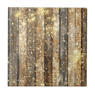Carreau Motif Gold Sparkle Wood