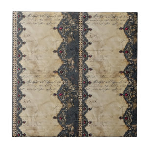 Carreau Motif gothique en dentelle rubis victorien (4)