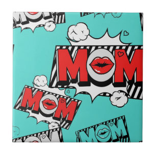 Carreau Motif graphique maman bande dessinée turquoise gra