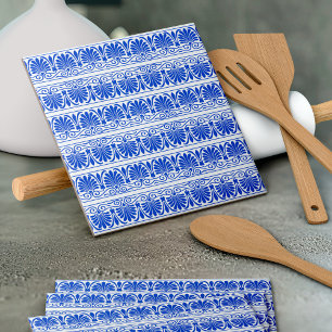 Carreau Motif grec méditerranéen bleu