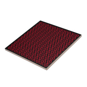 Carreau Motif Harlequin en forme de diamant noir et rouge