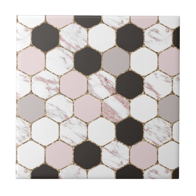 Carreau Motif Hexagon de marbre géométrique moderne (Devant)