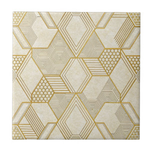 Carreau Motif hexagonal organique moderne   Crème et beige