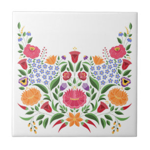 Carreau Motif hongrois de gens - fleur de broderie de