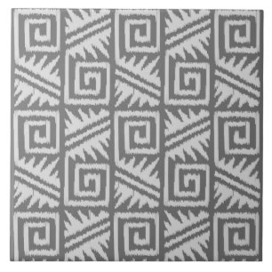 Carreau Motif Ikat Aztec - Nuances de gris / gris