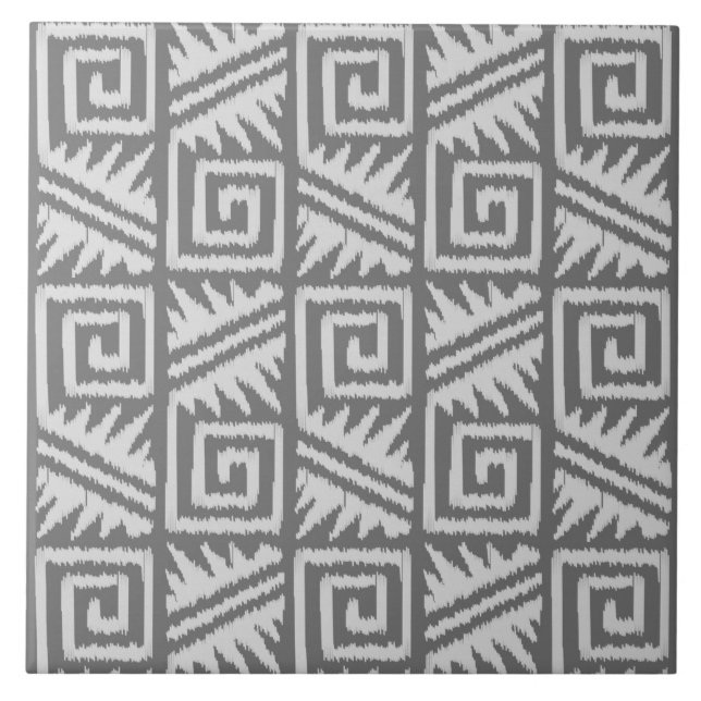 Carreau Motif Ikat Aztec - Nuances de gris / gris (Devant)