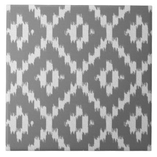 Carreau Motif Ikat - Gris de charbon et d'argent
